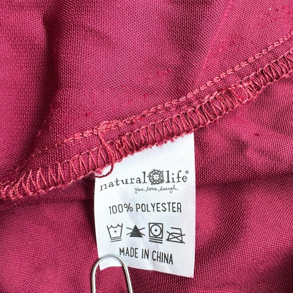 Natural Life Womens Velvet Button Shirt Dress Size M Floral Winter Cranberry Red - Picture 8 of 8